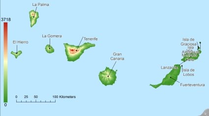 Canarische Eilanden hoogtekaart DTM DEM