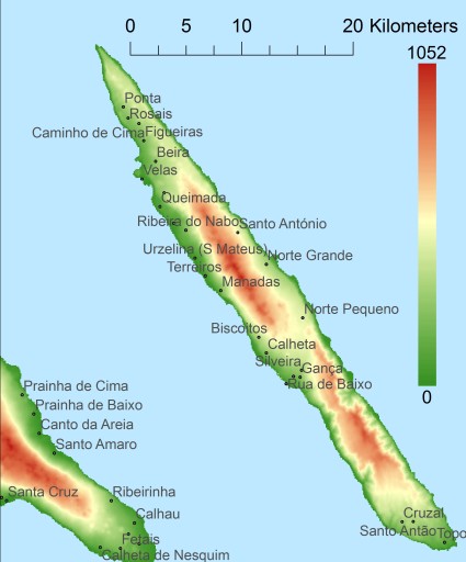 São Jorge hoogtekaart DTM DEM