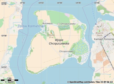 Chrząszczewska Wyspa kaart