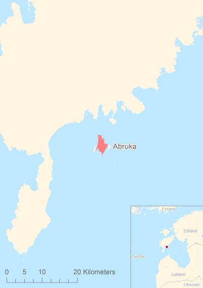 Ligging van het eiland Abruka in Europa