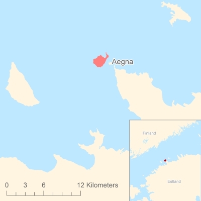 Ligging van het eiland Aegna in Europa