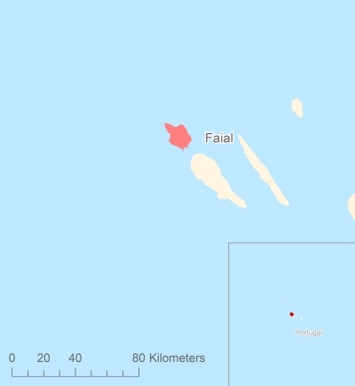 Ligging van het eiland Faial in Europa