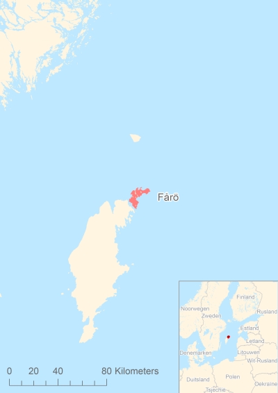 Ligging van het eiland Fårö in Europa