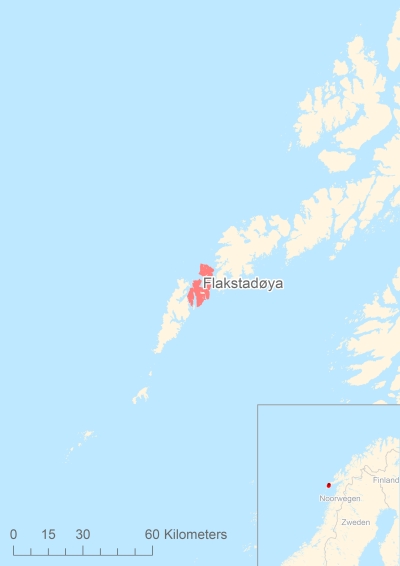 Ligging van het eiland Flakstadøya in Europa
