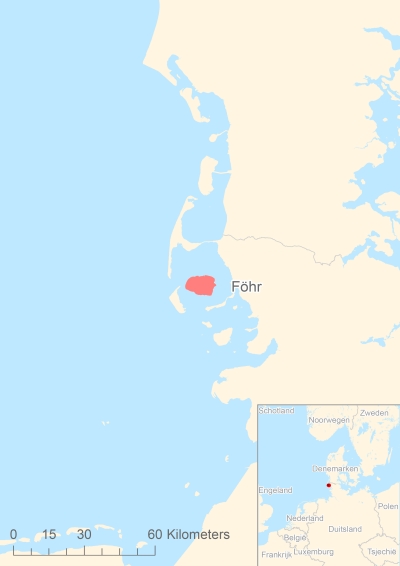 Ligging van het eiland Föhr in Europa