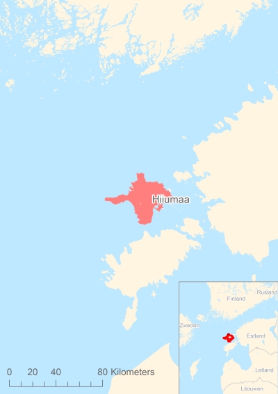 Ligging van het eiland Hiiumaa in Europa