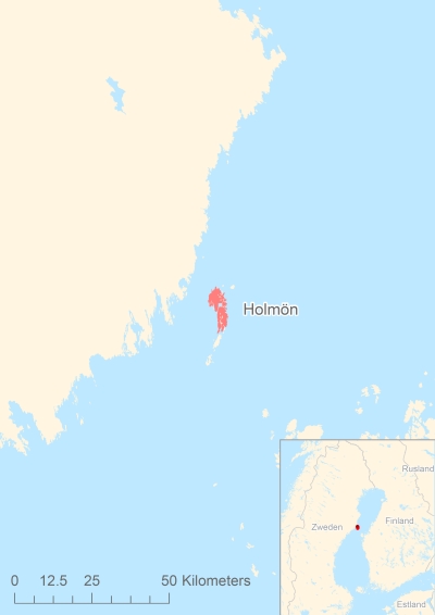 Ligging van het eiland Holmön in Europa