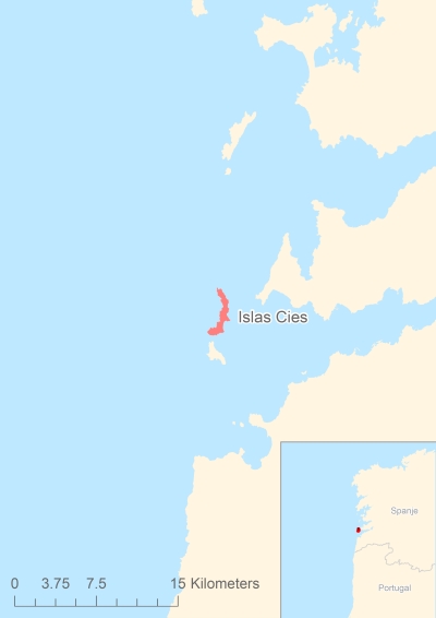 Ligging van het eiland Islas Cies in Europa