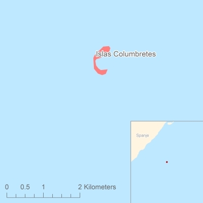 Ligging van het eiland Islas Columbretes in Europa
