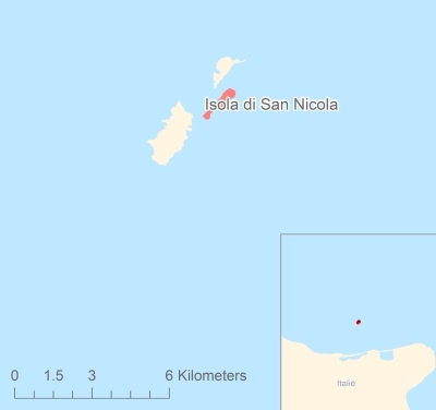 Ligging van het eiland Isola di San Nicola in Europa