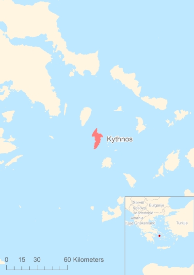 Ligging van het eiland Kythnos in Europa
