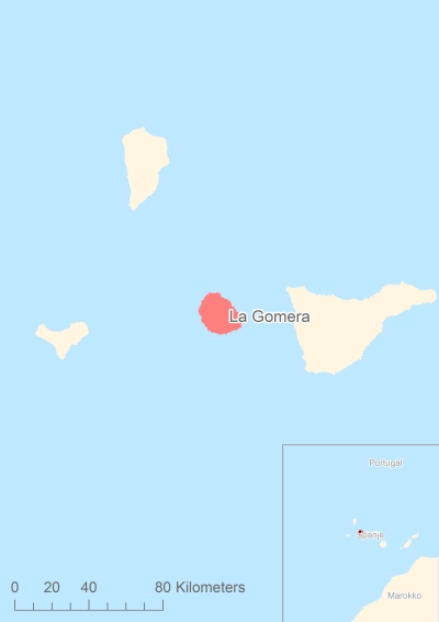 Ligging van het eiland La Gomera in Europa