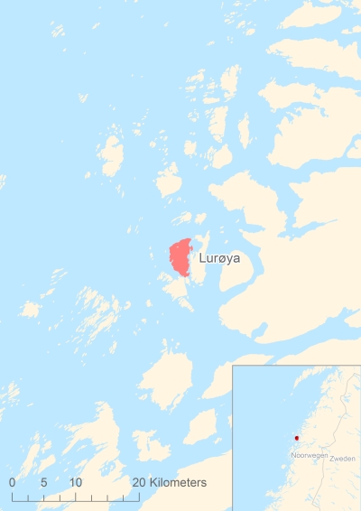 Ligging van het eiland Lurøya in Europa