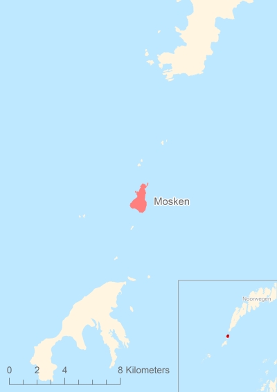 Ligging van het eiland Mosken in Europa