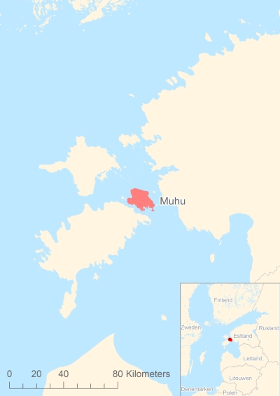 Ligging van het eiland Muhu in Europa