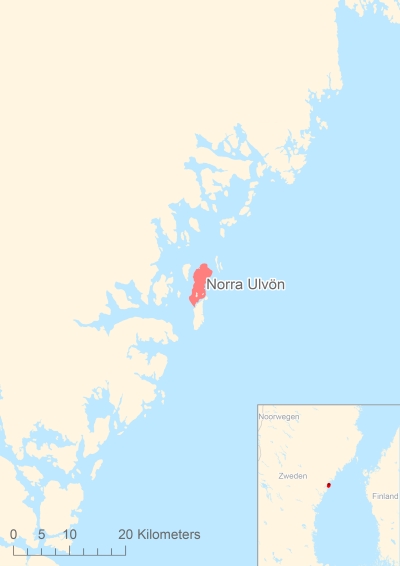 Ligging van het eiland Norra Ulvön in Europa
