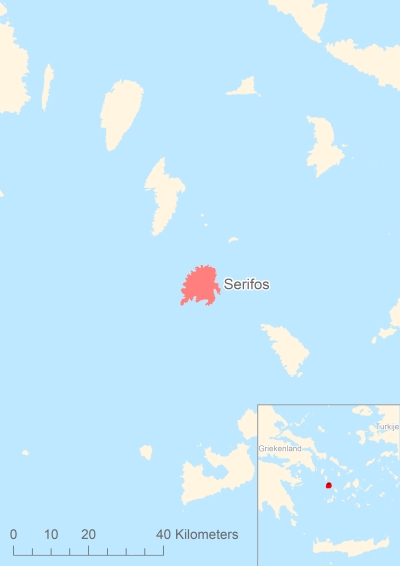 Ligging van het eiland Serifos in Europa