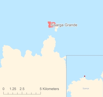 Ligging van het eiland Sisarga Grande in Europa