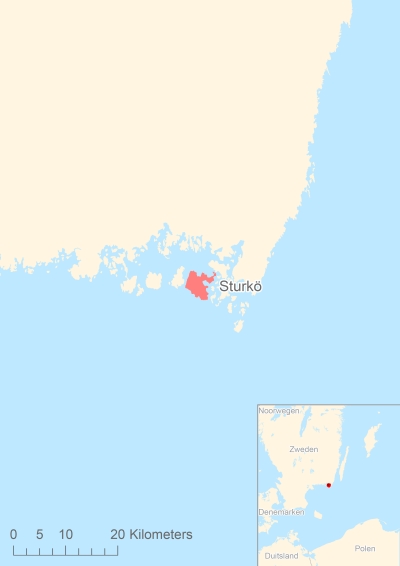 Ligging van het eiland Sturkö in Europa