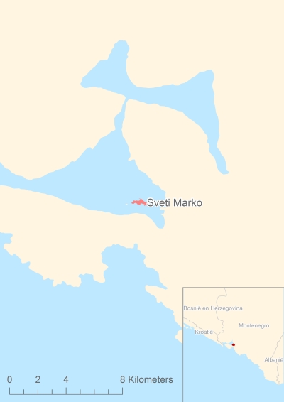 Ligging van het eiland Sveti Marko in Europa