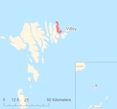 Ligging van het eiland Viðoy in Europa