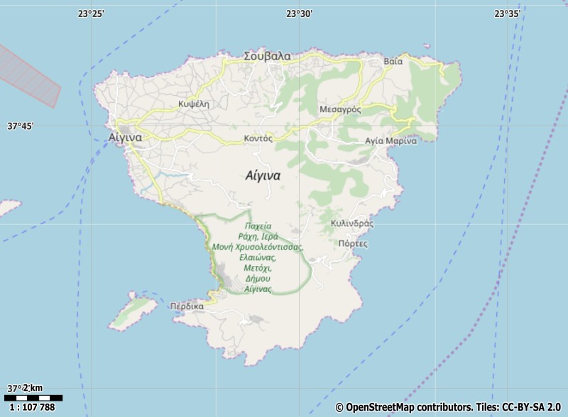 Aigina plattegrond kaart