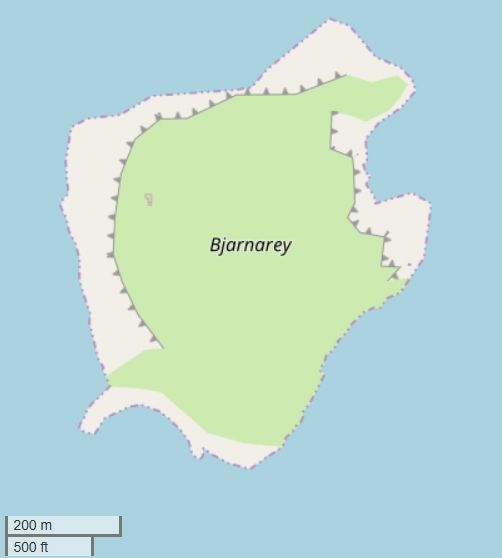 Bjarnarey plattegrond kaart
