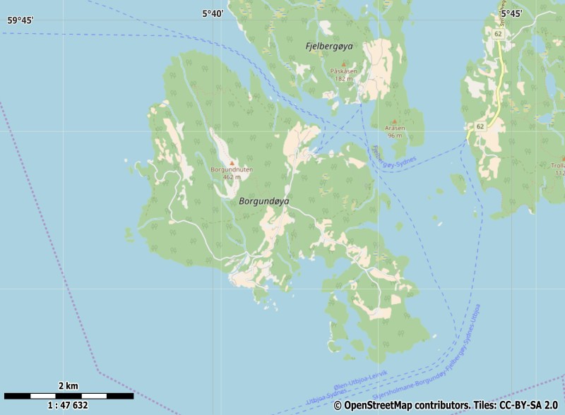 Borgundøya plattegrond kaart