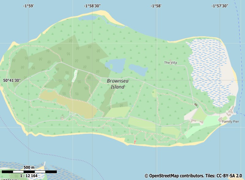 Brownsea Island plattegrond kaart