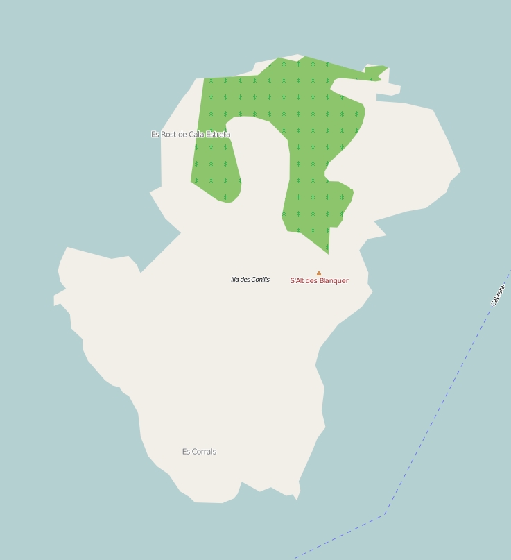 Conejera (Cabrera-archipel) plattegrond kaart