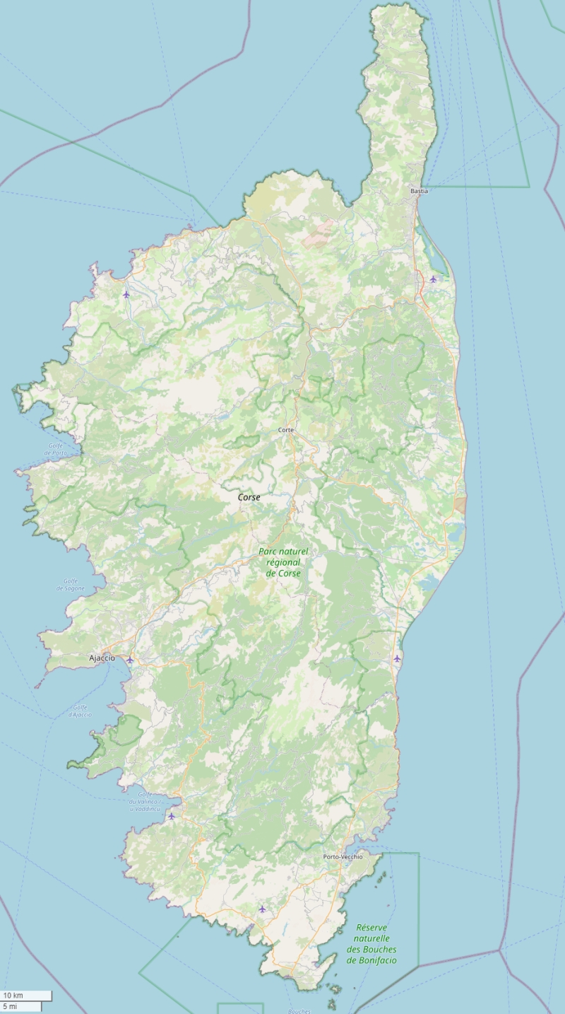 Corsica plattegrond kaart