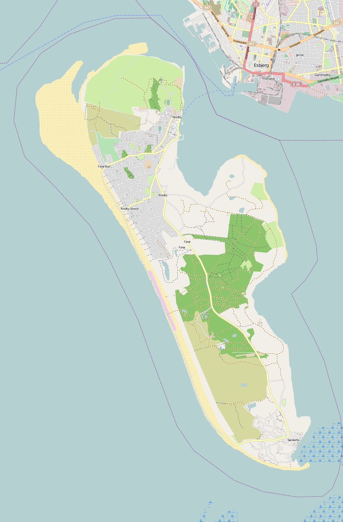 Fanø plattegrond kaart