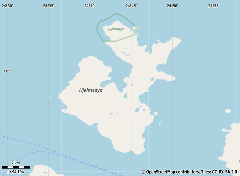 Hjelmsøya plattegrond kaart