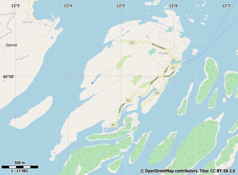Husøya plattegrond kaart