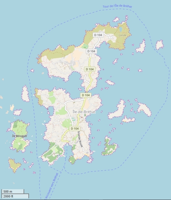 Île de Bréhat plattegrond kaart