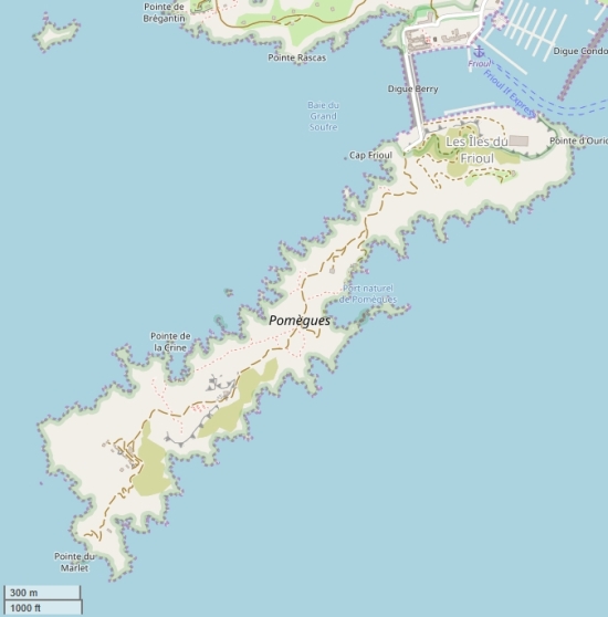 Île Pomègues plattegrond kaart