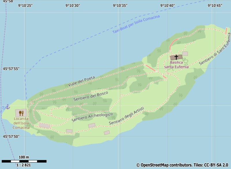 Isola Comacina plattegrond kaart