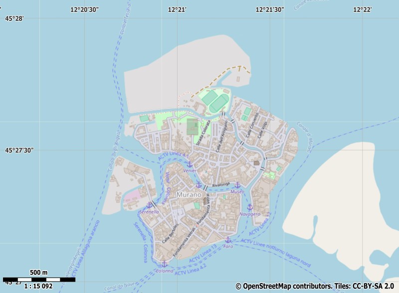 Isola di Murano plattegrond kaart