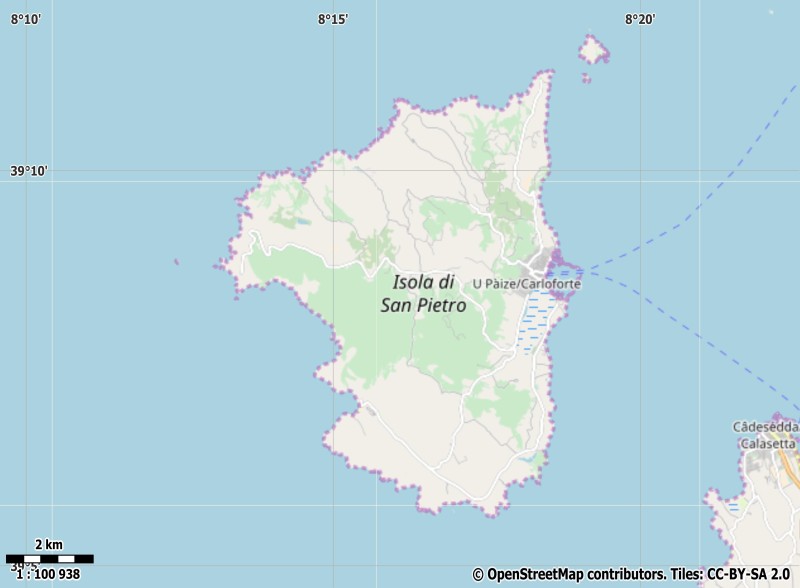 Isola di San Pietro plattegrond kaart