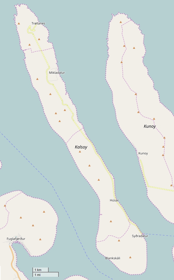 Kalsoy plattegrond kaart