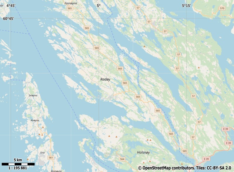Radøy plattegrond kaart
