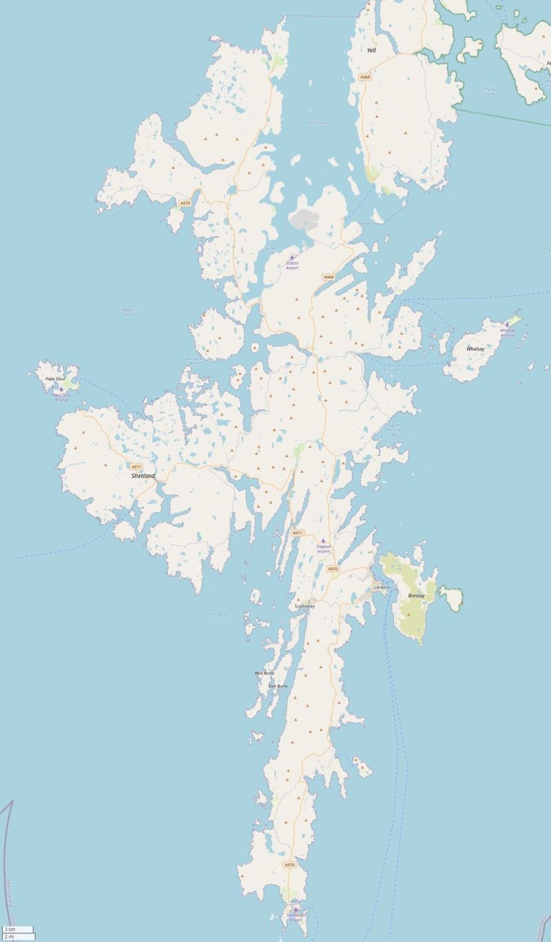 Mainland Shetland plattegrond kaart