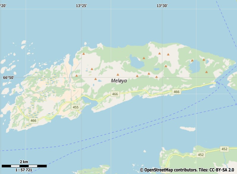 Meløya plattegrond kaart