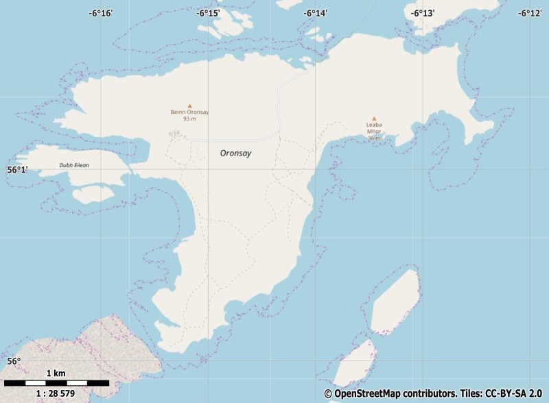 Oronsay plattegrond kaart