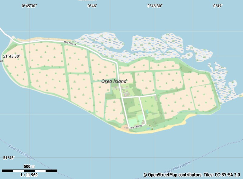 Osea Island plattegrond kaart