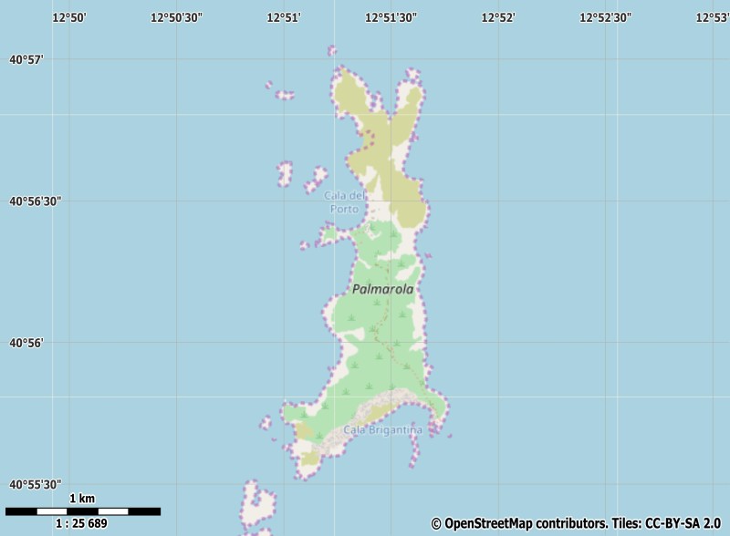 Palmarola plattegrond kaart