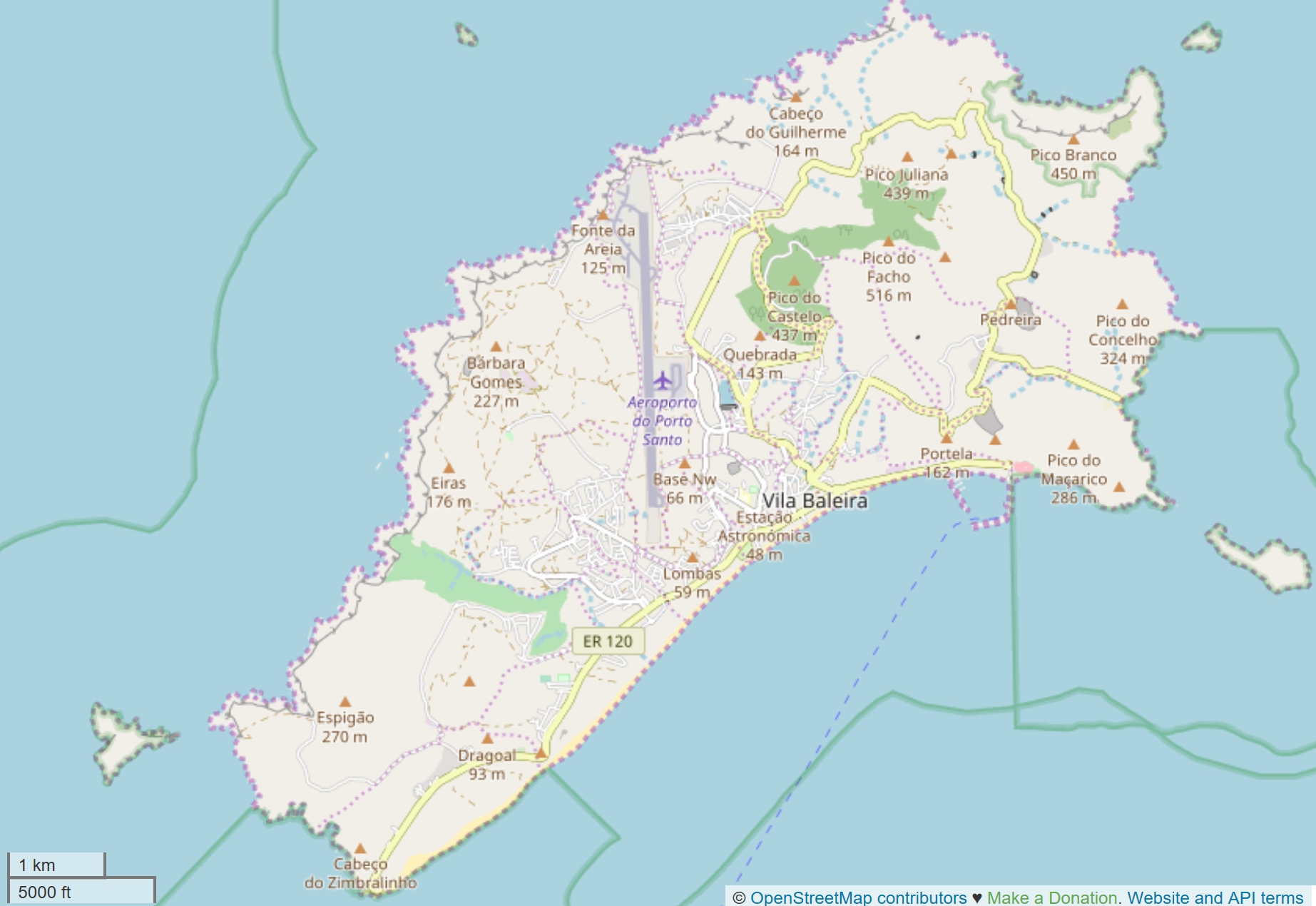 Porto Santo plattegrond kaart