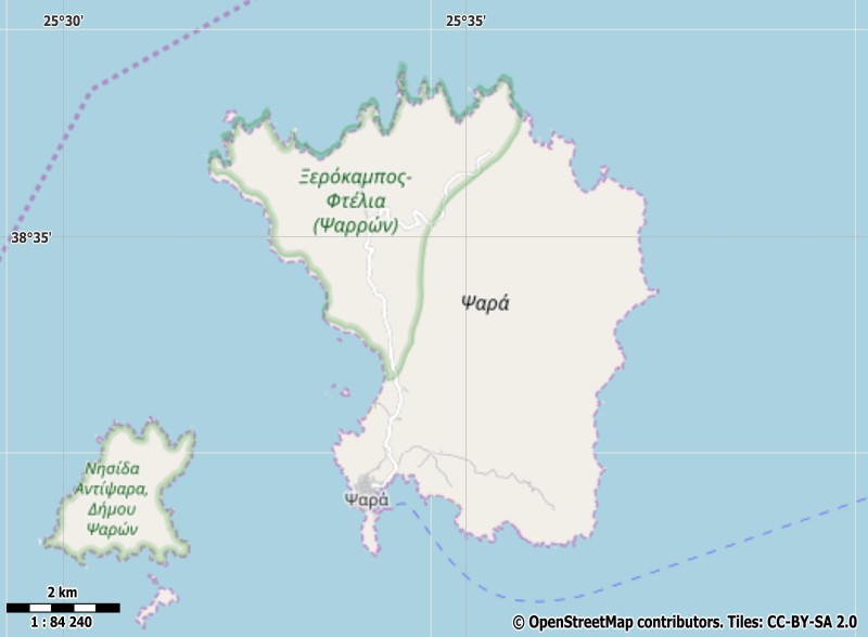 Psara plattegrond kaart