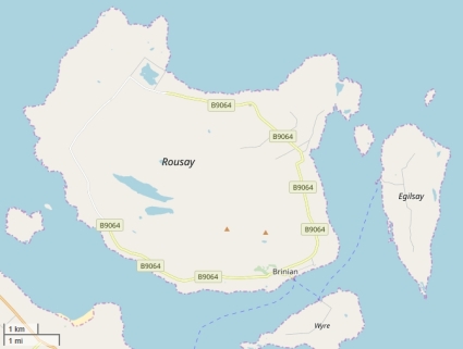 Rousay plattegrond kaart