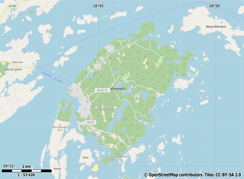 Runmarö plattegrond kaart